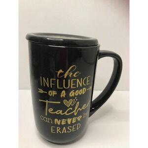 Penny Cai Mug Black The Influence of a Good Teacher Can Never Erased Lidded Cup